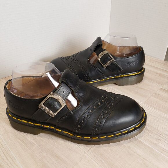 Doc Martens 8065 Mary Jane Black Leather Shoes Women’s Size 6 Vtg 90s Double - Picture 9 of 10